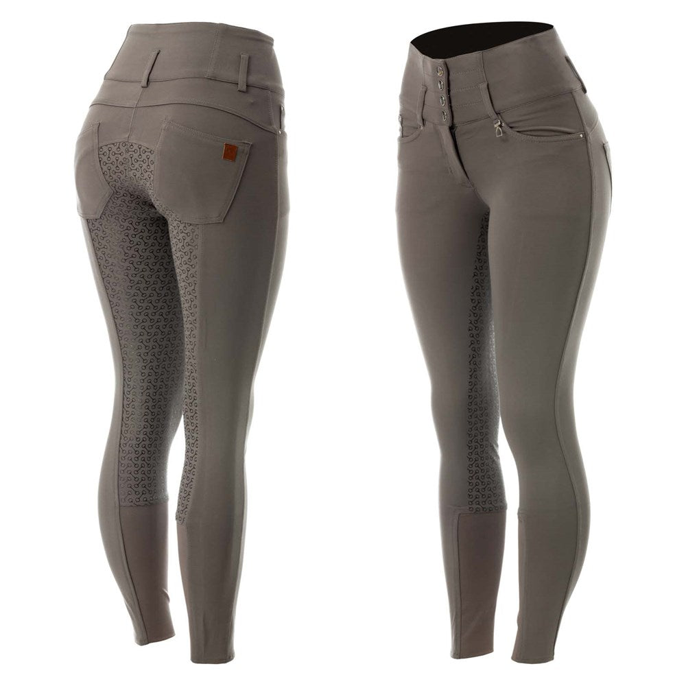 Horze Tara Womens High Waist Silicone Full Seat Breeches - Steel Grey