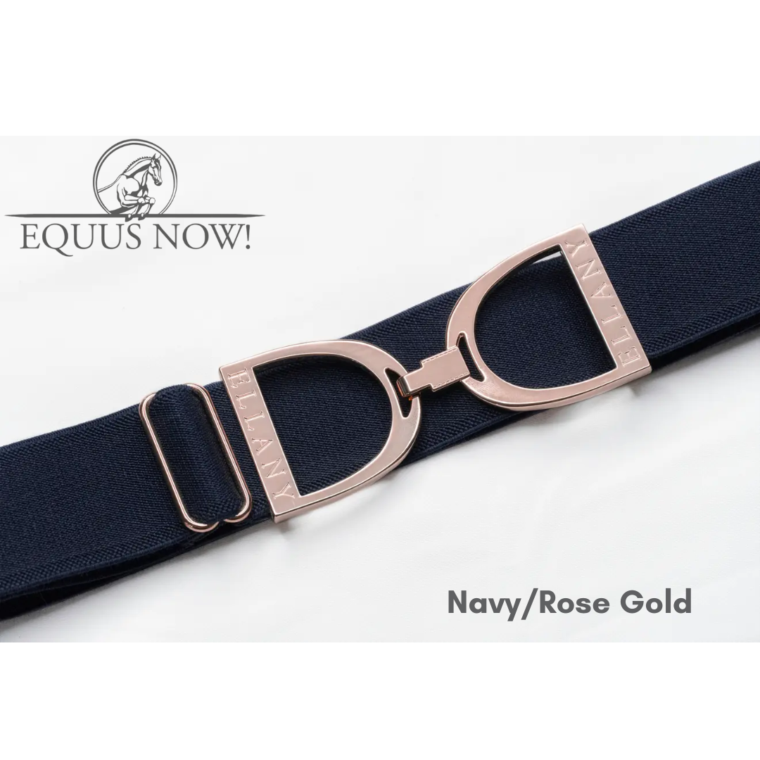 Ellany Stirrup Irons Elastic Belt - Navy/Rose Gold