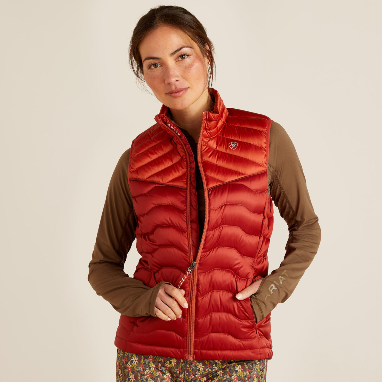 Ariat Ideal 3.0 Women's Down Vest - Red Och/Burnt Brick