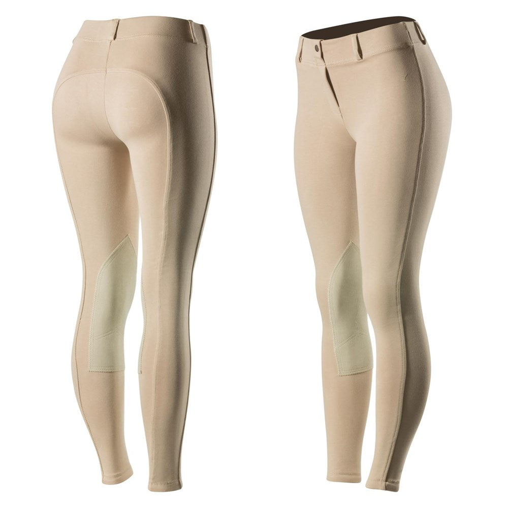 Horze Women's Ella Pull-On Knee Patch Tights - Tan