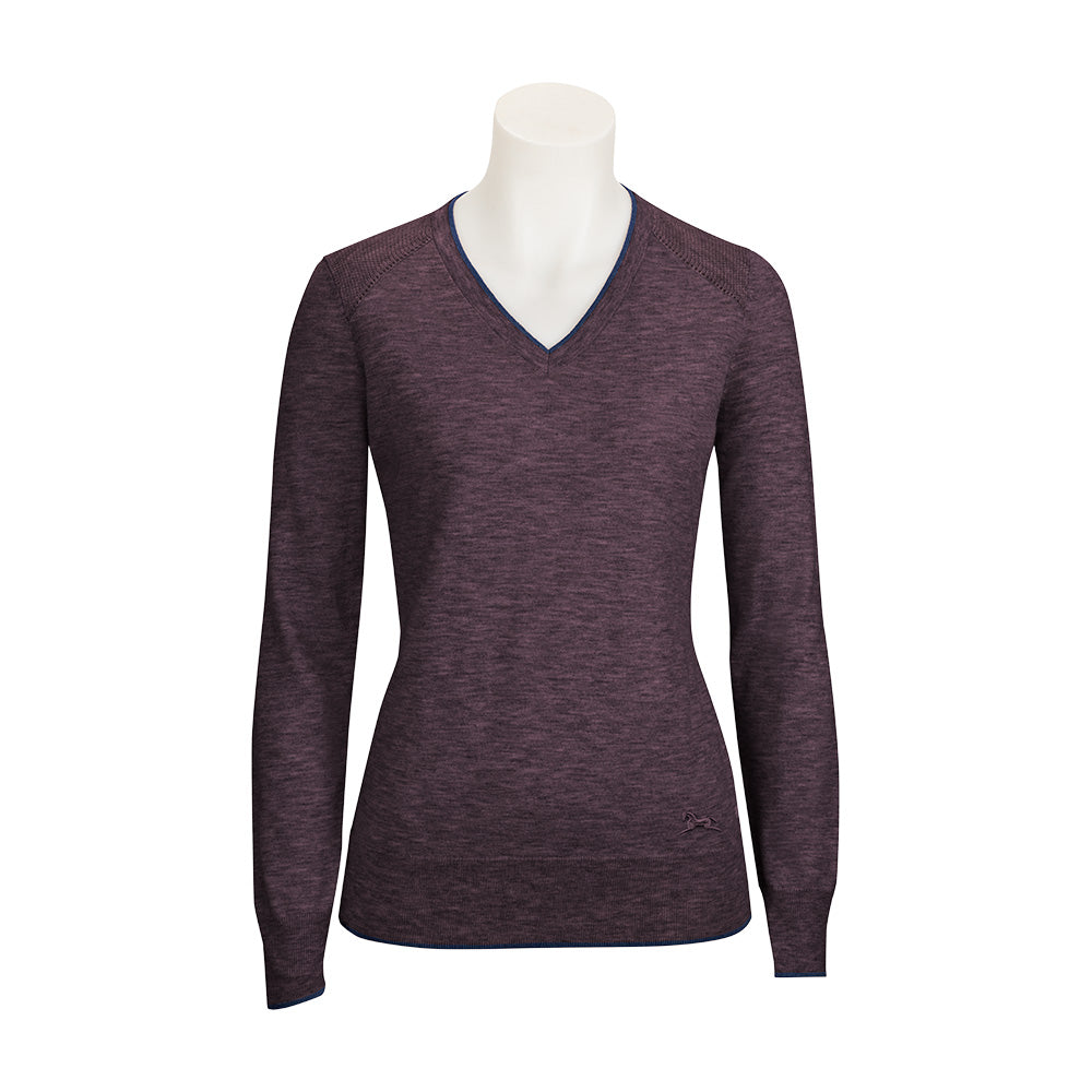 RJ Classics Natalie V-Neck Sweater - Eggplant Heather