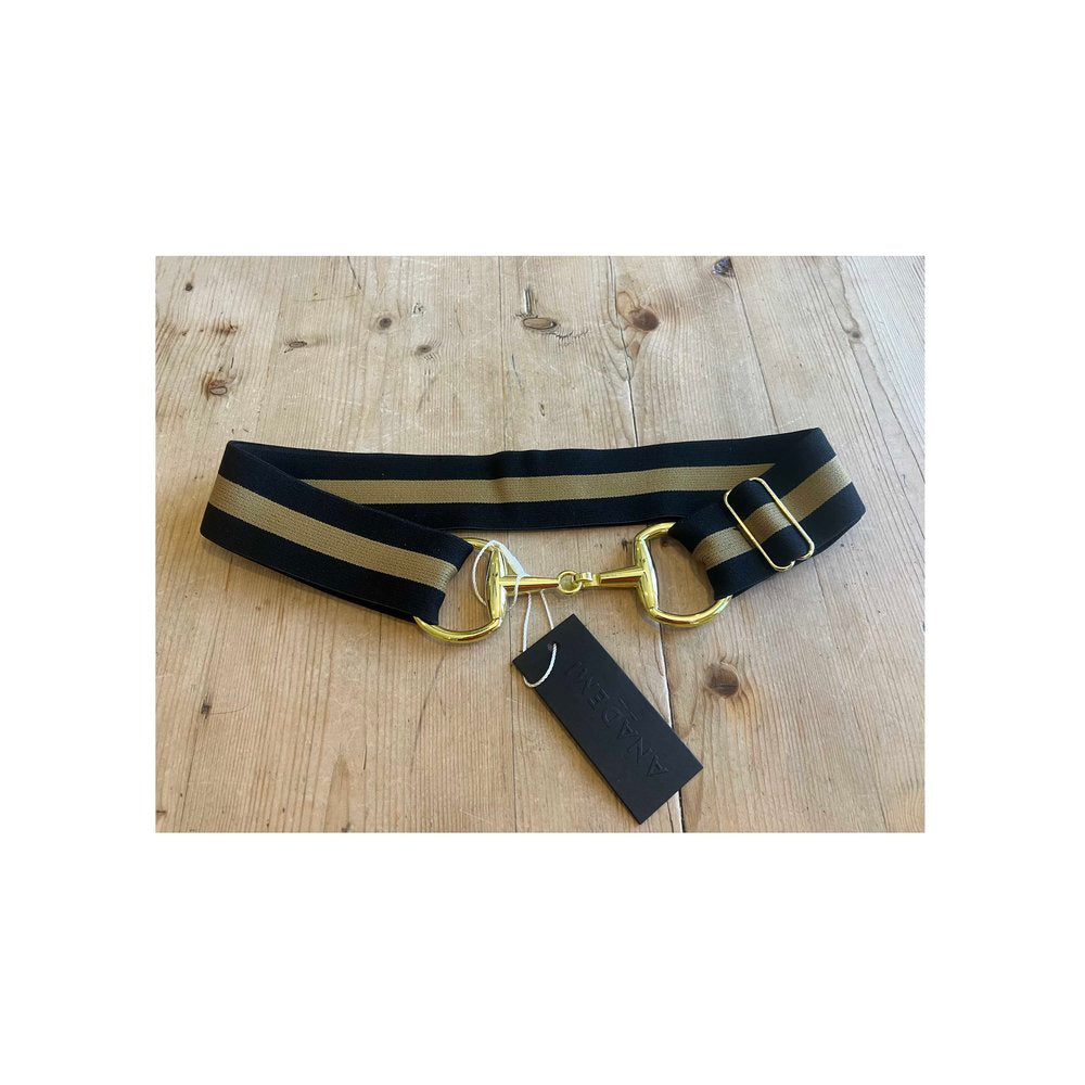 Anademi Gold Bit Stretch Belt - Black/Gold