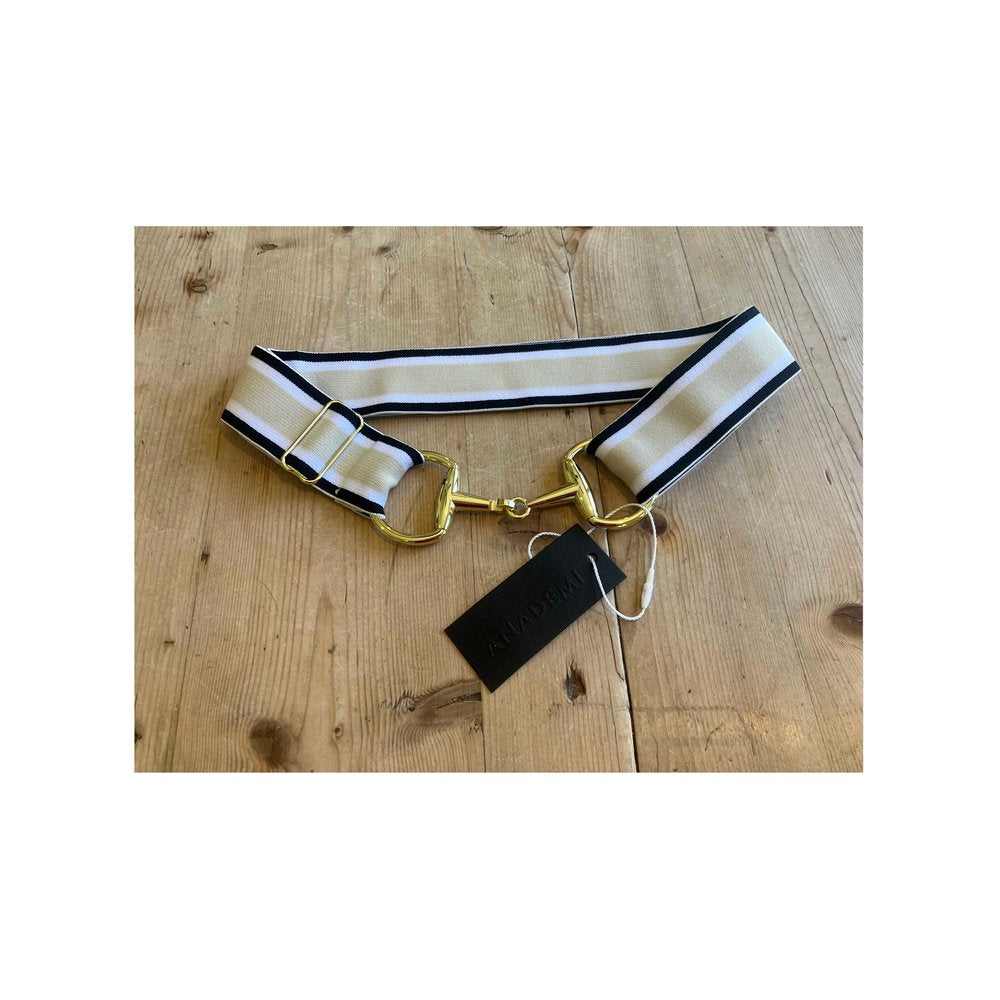 Anademi Gold Bit Stretch Belt - Tan/Black/White