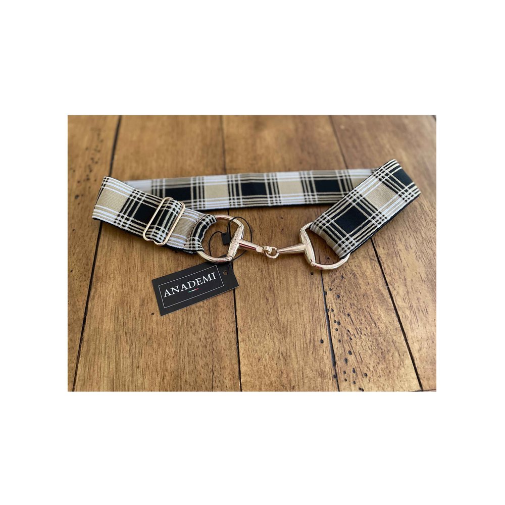 Anademi Gold Bit Stretch Belt - Brown Plaid