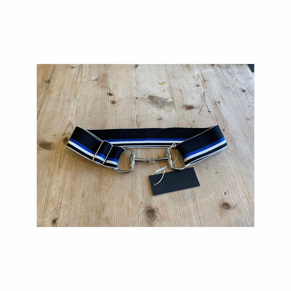 Anademi Silver Bit Stretch Belt - Black/Royal Blue/White