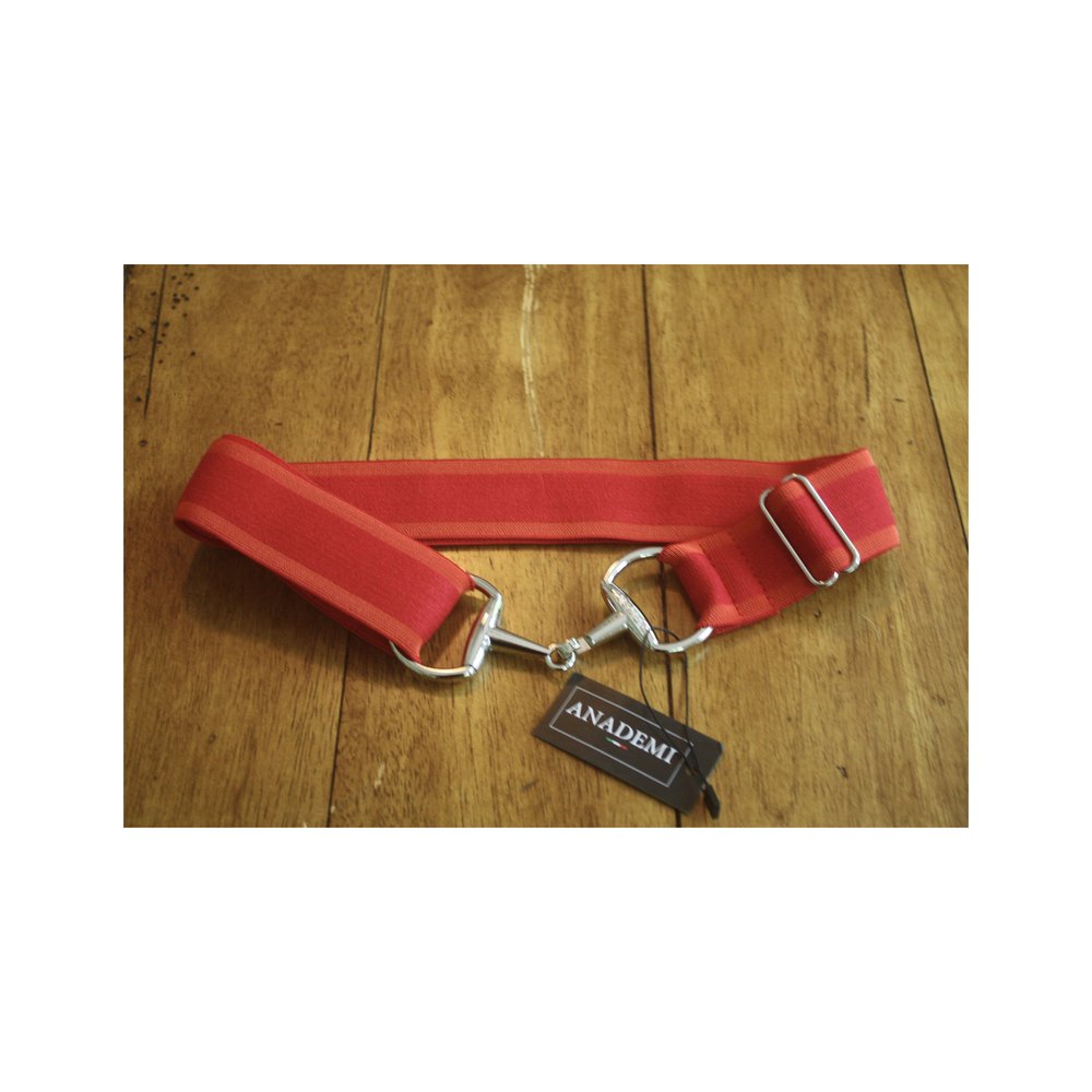 Anademi Silver Bit Stretch Belt - Textured Red