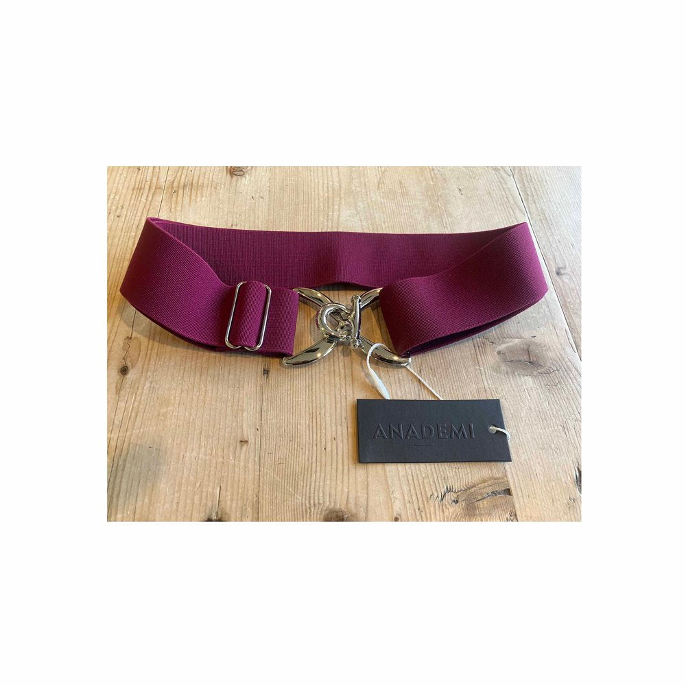 Anademi Silver Stirrup Stretch Belt - Burgundy