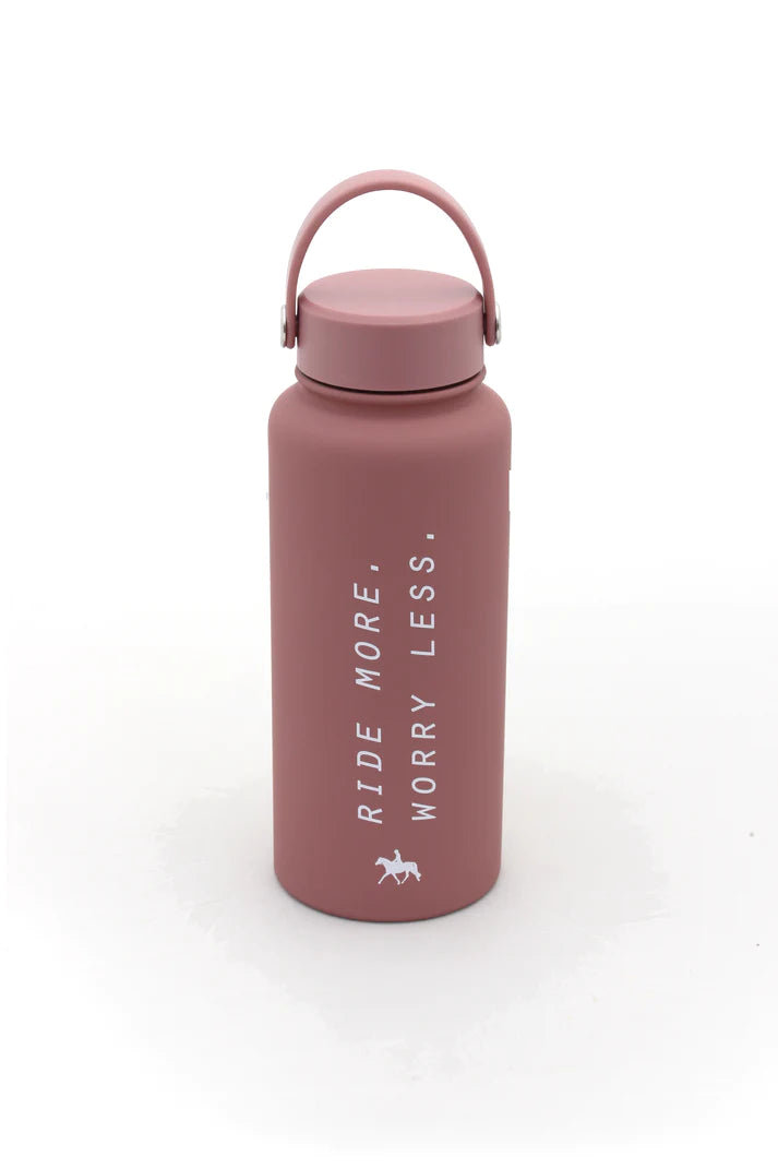 Spiced Equestrian Ride More Worry Less Water Bottle - Rosewood