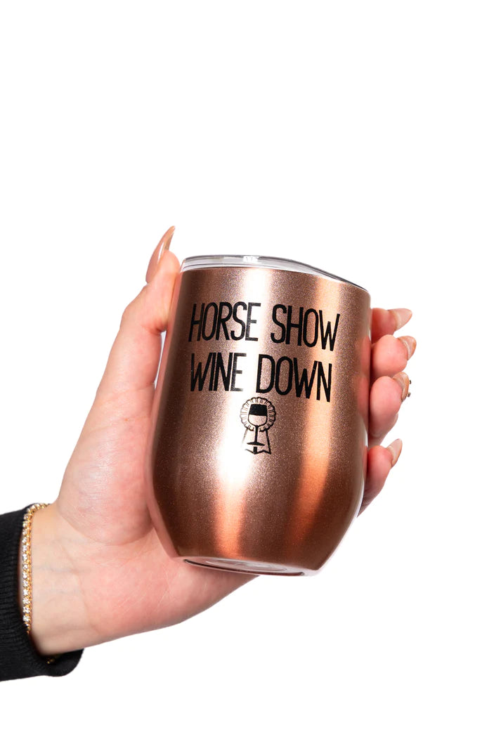 Spiced Equestrian Horse Show Wine Down Insulated Cup - Rose Gold