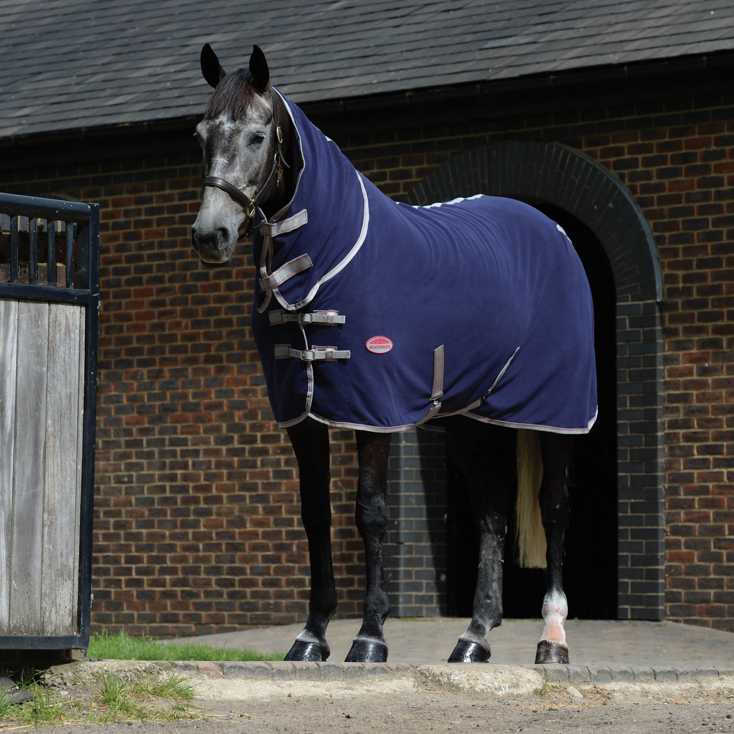 Weatherbeeta Fleece Anti-Static Combo Neck Cooler - Navy/Silver/Red