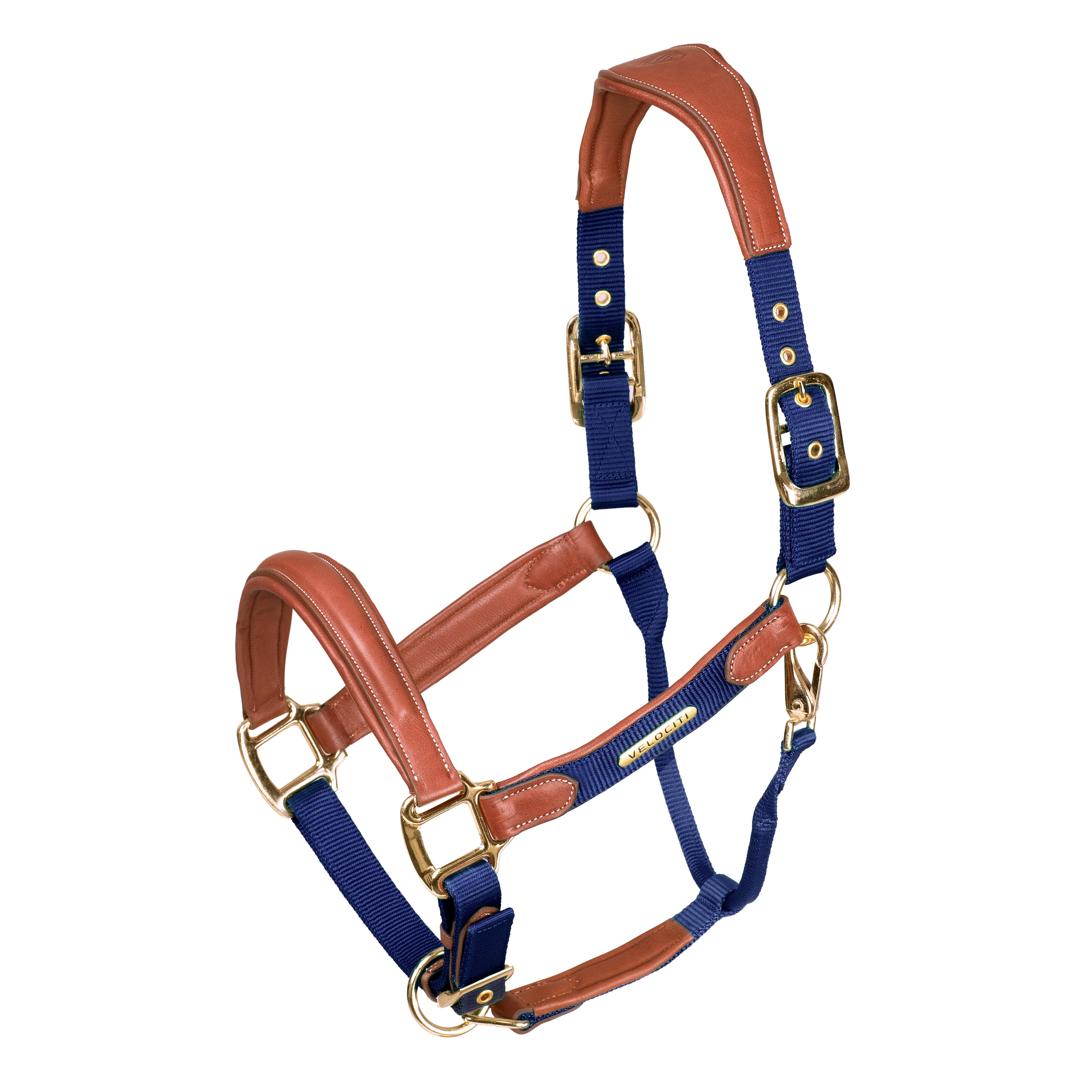 Lusso Padded Halter - Leather Breakaway - Navy