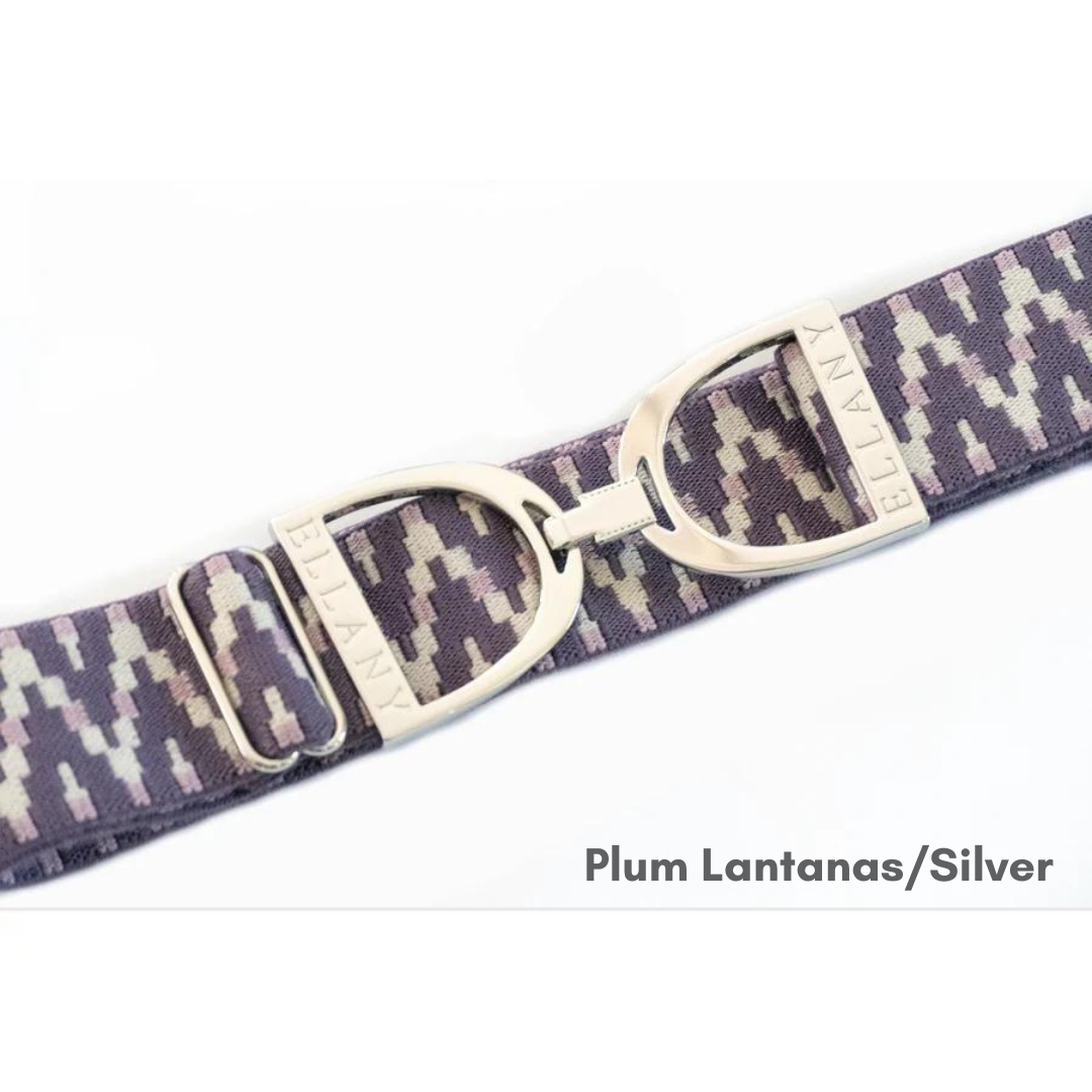 Ellany Stirrup Irons Elastic Belt - Plum Lantanas/Silver