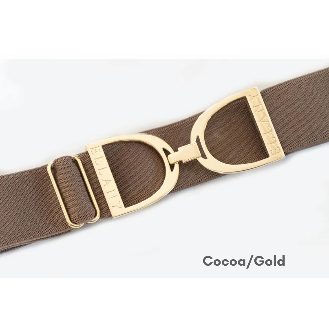 Ellany Stirrup Irons Elastic Belt - Cocoa/Gold