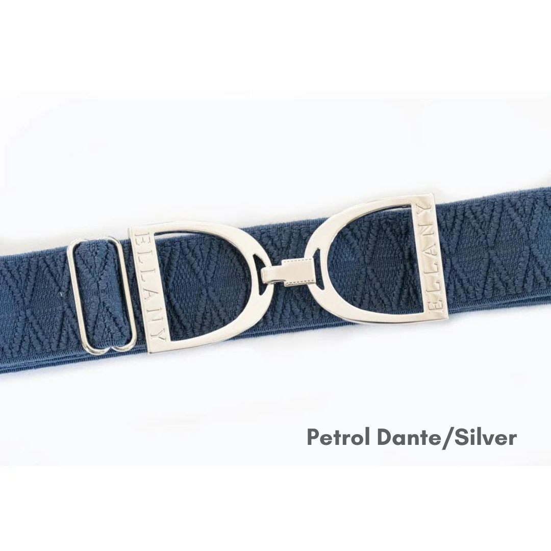 Ellany Stirrup Irons Elastic Belt - Petrol Dante/Silver