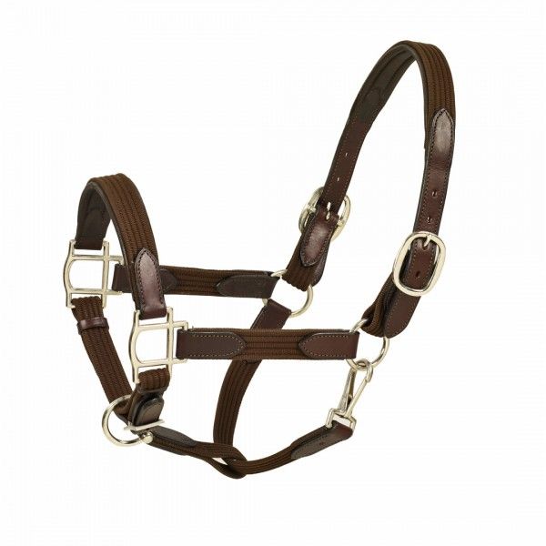 HK Americana Leather Padded Web Halter - Brown/Chocolate