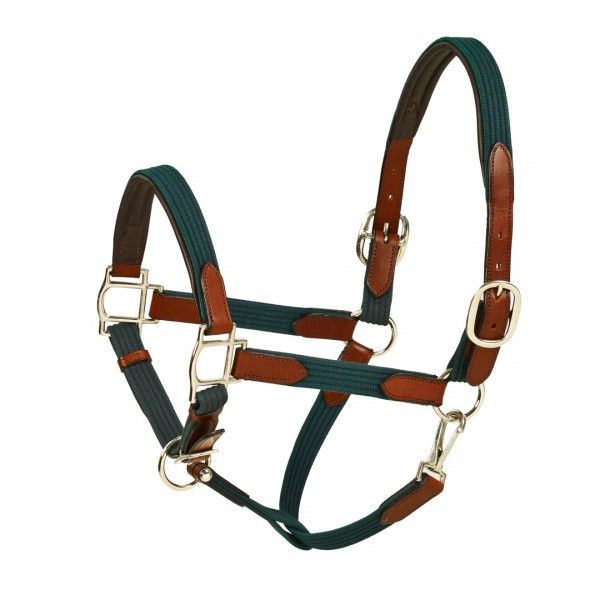 HK Americana Leather Padded Web Halter - Hunter/Australian Nut