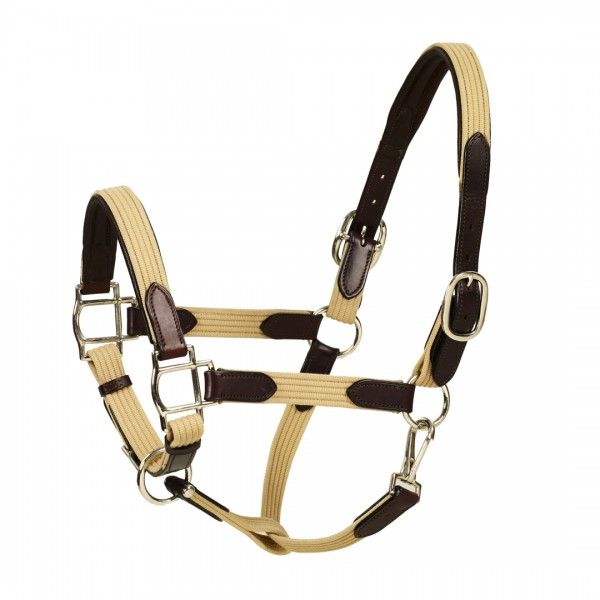 HK Americana Leather Padded Web Halter - Tan/Chocolate