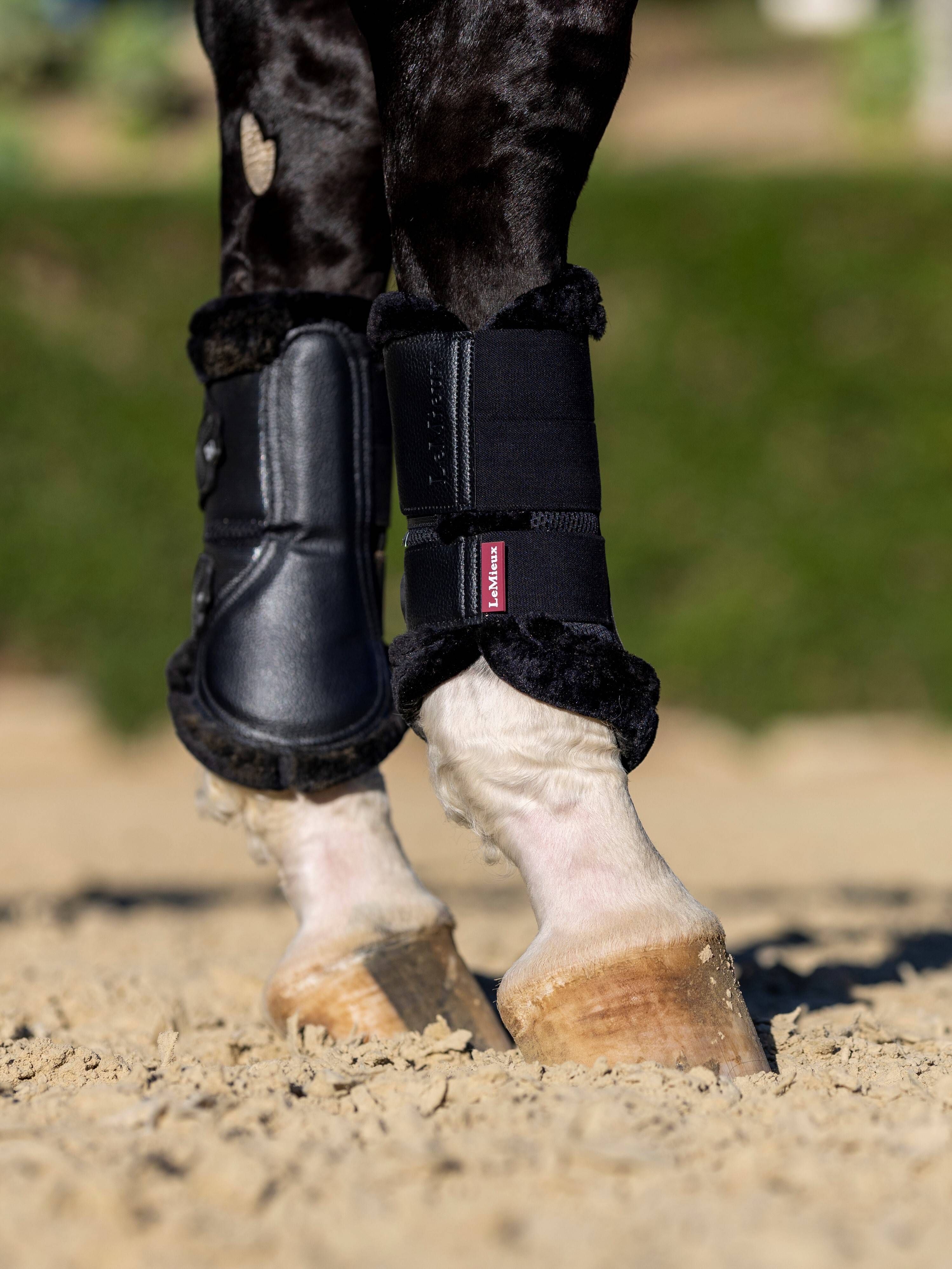 LeMieux Fleece Edged Mesh Brushing Boots - Black