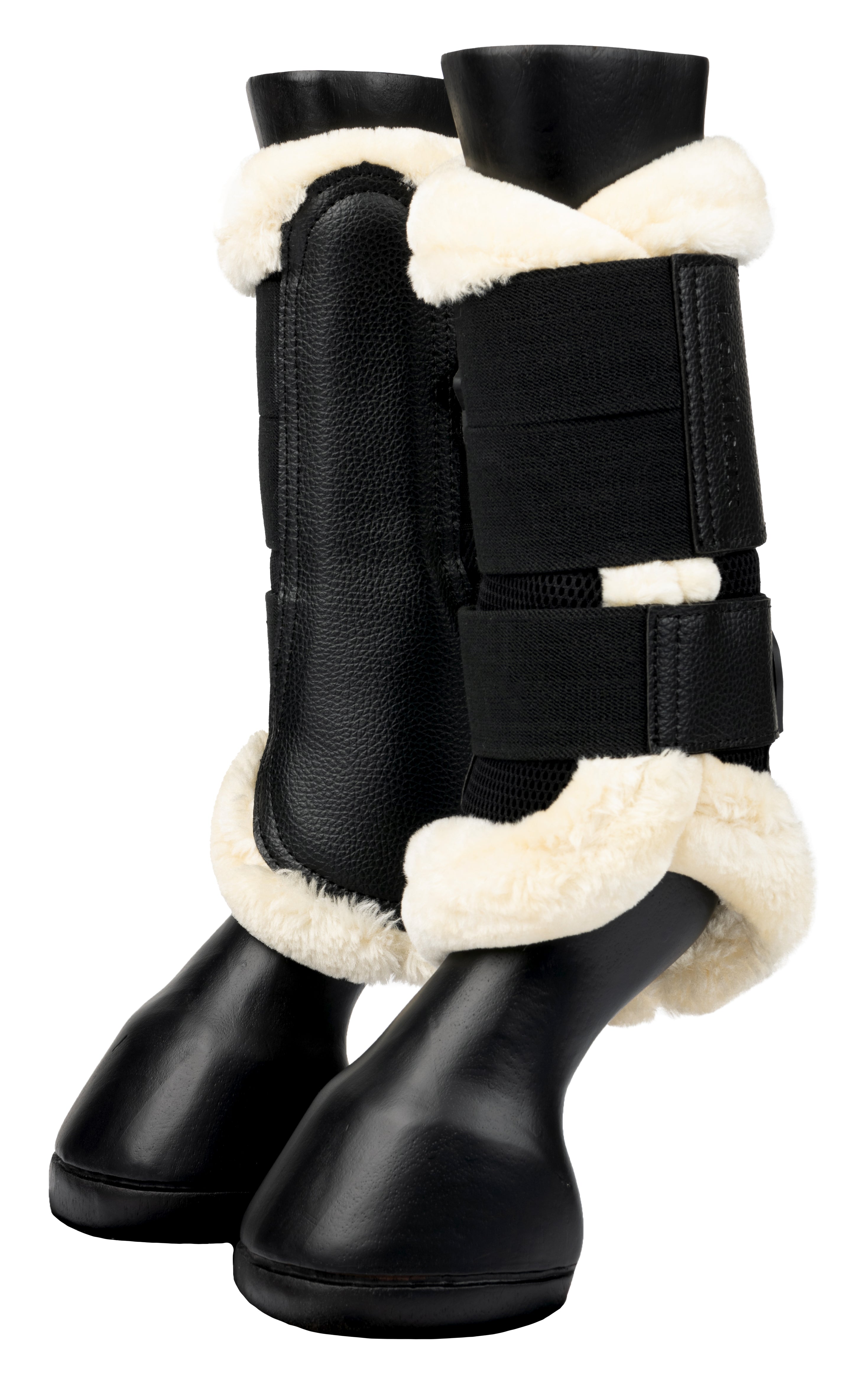 LeMieux Fleece Edged Mesh Brushing Boots - Black/Natural