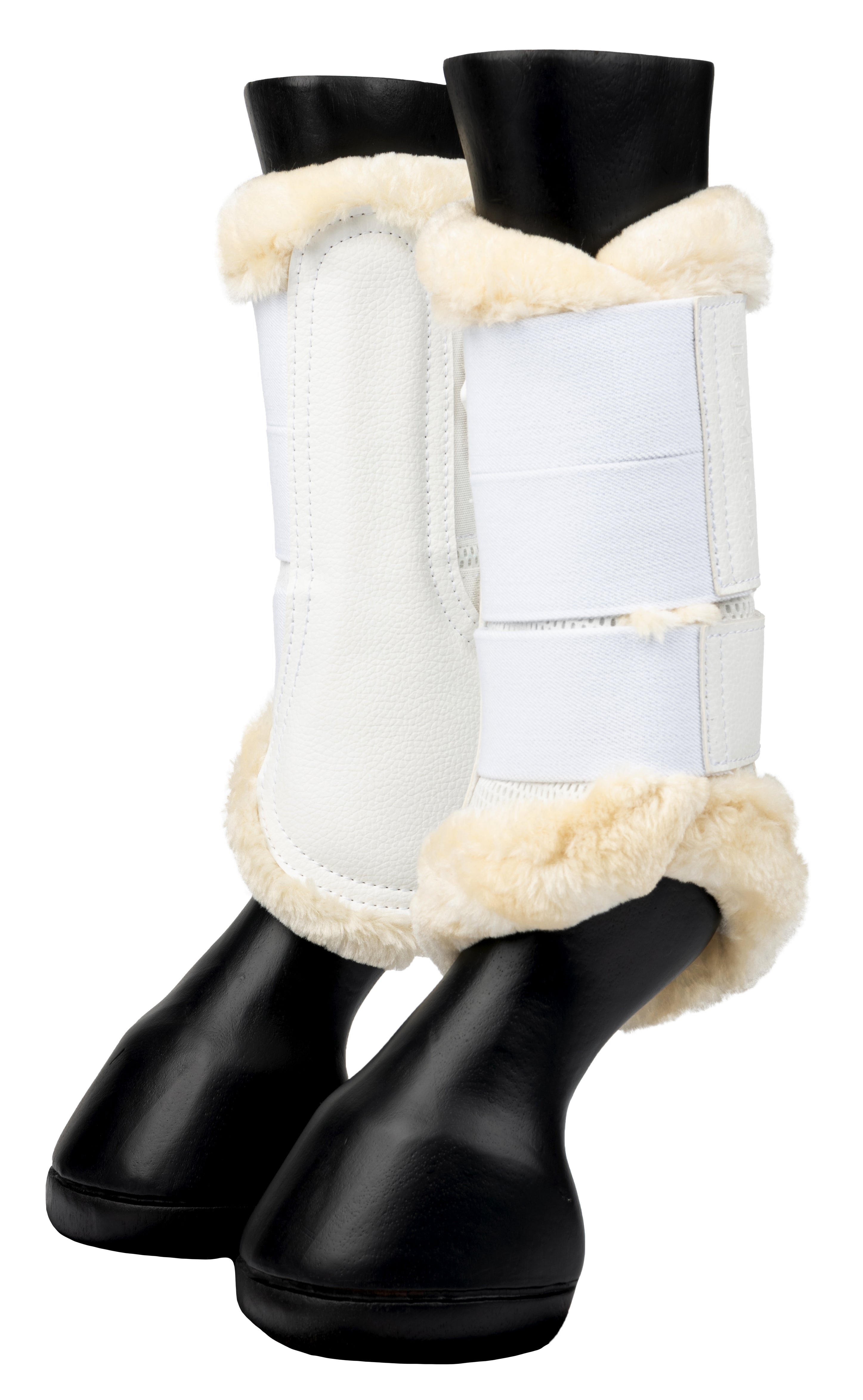 LeMieux Fleece Edged Mesh Brushing Boots - White/Natural