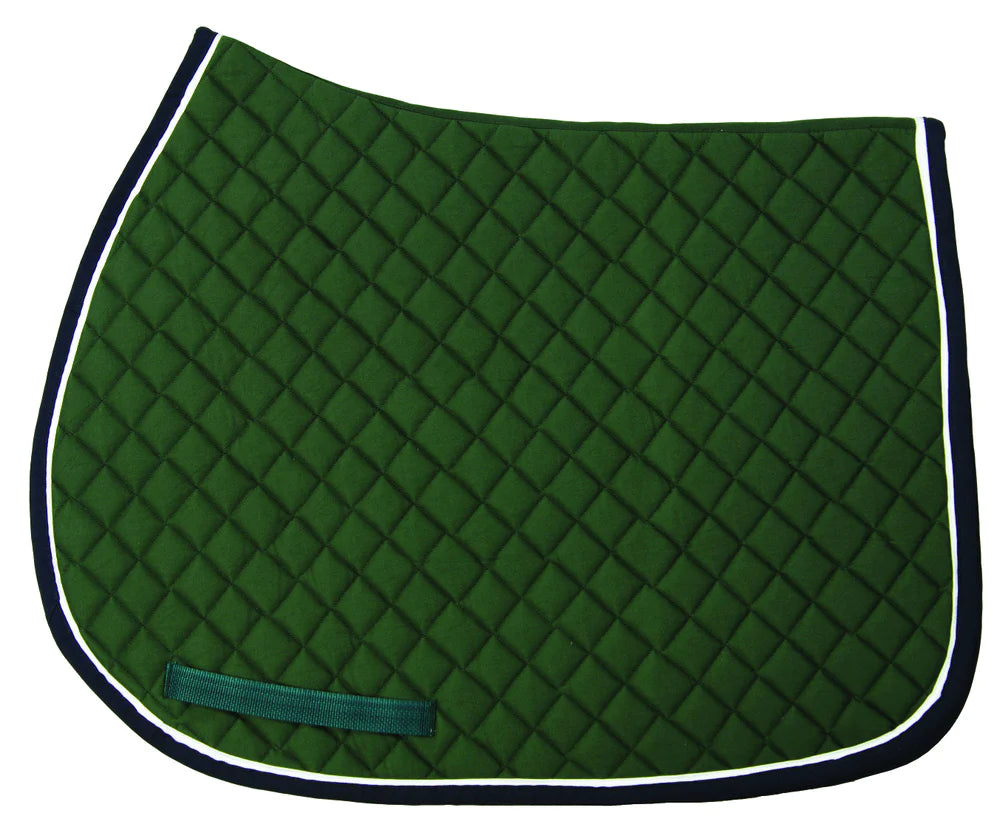 Tuffrider Basic All Purpose Saddle Pad with Trim and Piping - Hunter/Navy/White