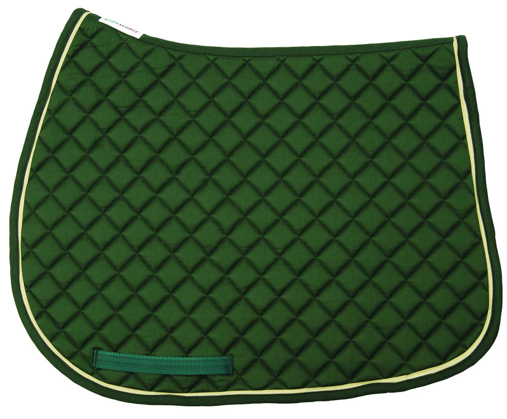 Tuffrider Basic All Purpose Saddle Pad with Trim and Piping - Hunter/Hunter/Tan