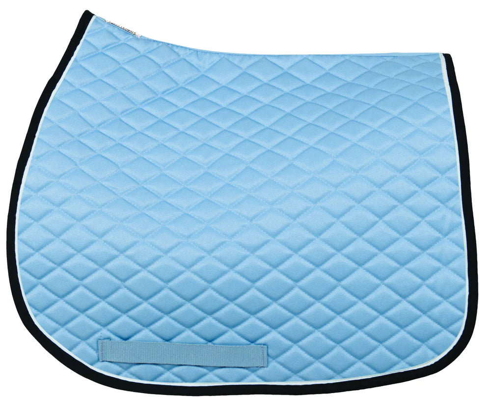 Tuffrider Basic All Purpose Saddle Pad with Trim and Piping - Light Blue/Navy/White