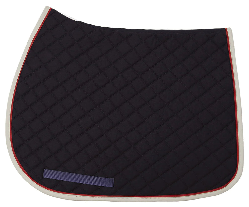 Tuffrider Basic All Purpose Saddle Pad with Trim and Piping - Navy/Grey/Burgundy