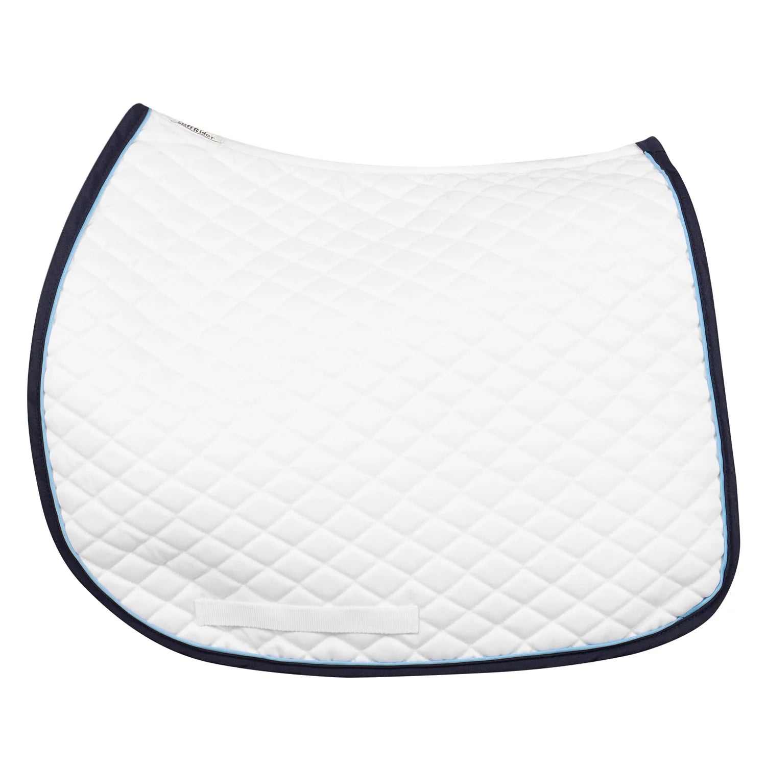 Tuffrider Basic All Purpose Saddle Pad with Trim and Piping - White/Navy/Light Blue