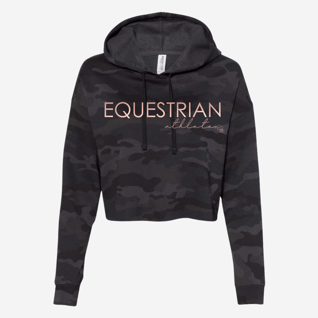 Equine & Design Equestrian Athlete Cropped Hoodie - Black Camo