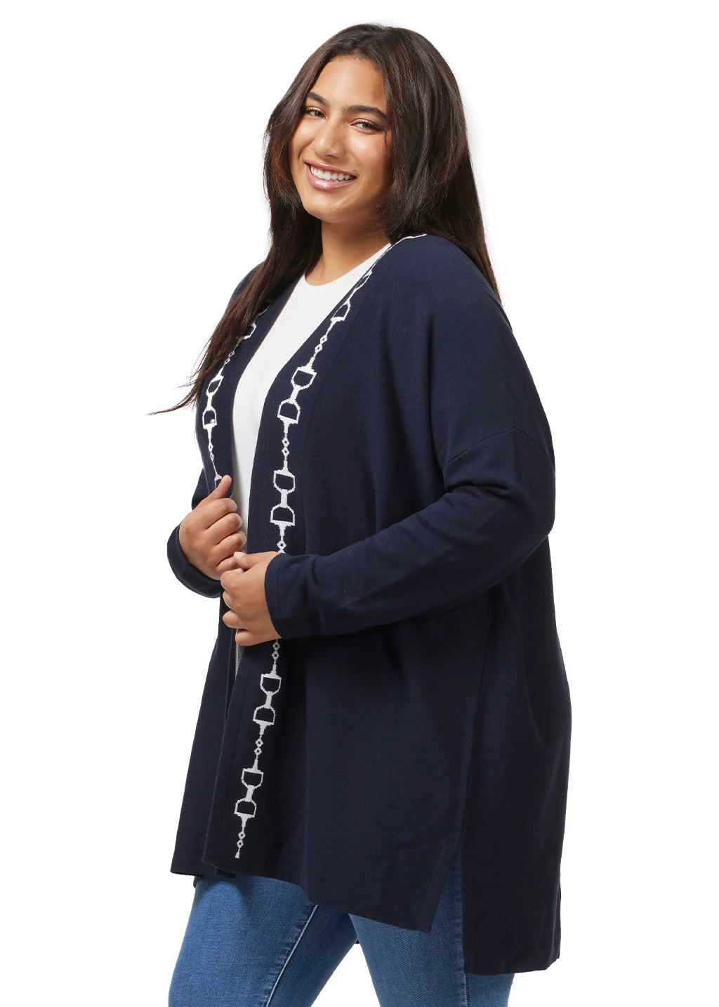 EQL Bits Cardigan - Navy/ White