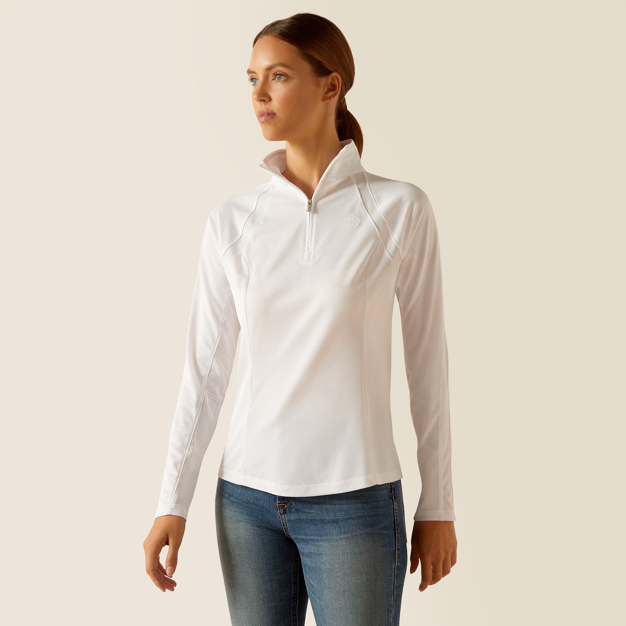 Ariat Sunstopper 3.0 1/4 Zip Baselayer - White