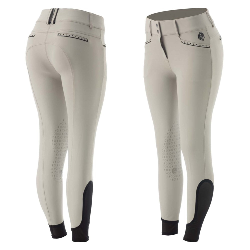 Equinavia Victoria Womens Silicone Knee Patch Breeches - Paloma Tan/ Black