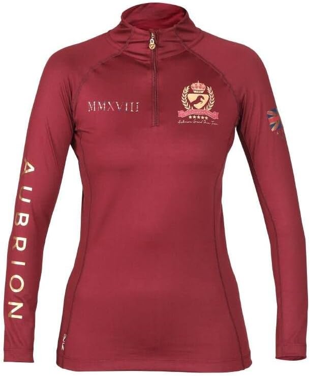 Aubrion Team Long Sleeve Base Layer BOGO SALE - Burgundy