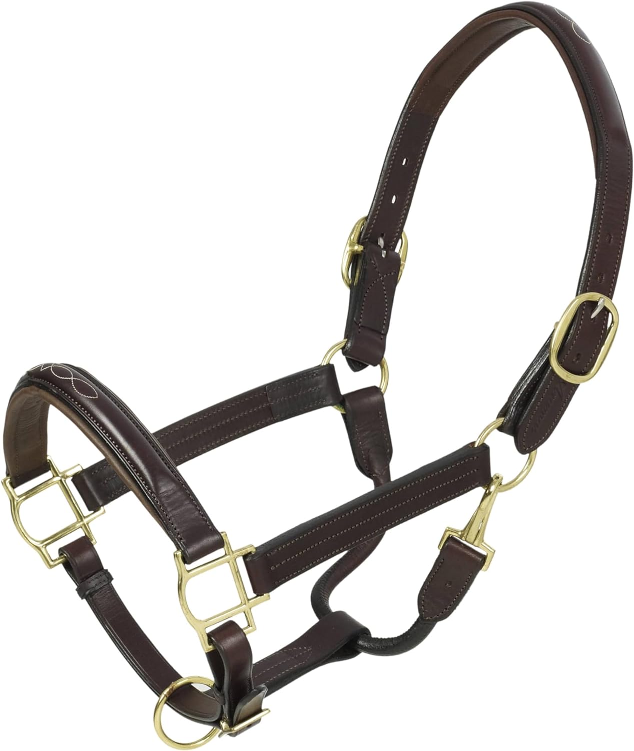 Aramas Fancy Raised Padded Halter with Brass Snaps - Chocolate