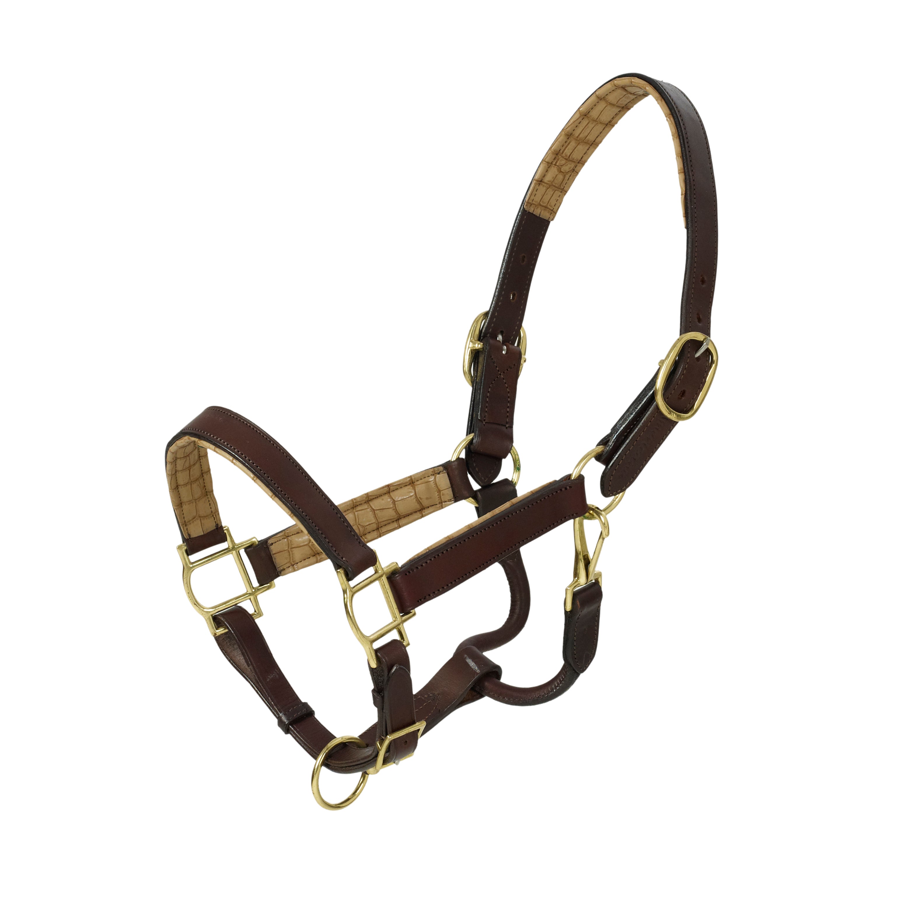 HK Americana Flat Padded Halter - Pony 3/4 Inch - Brown/Alligator