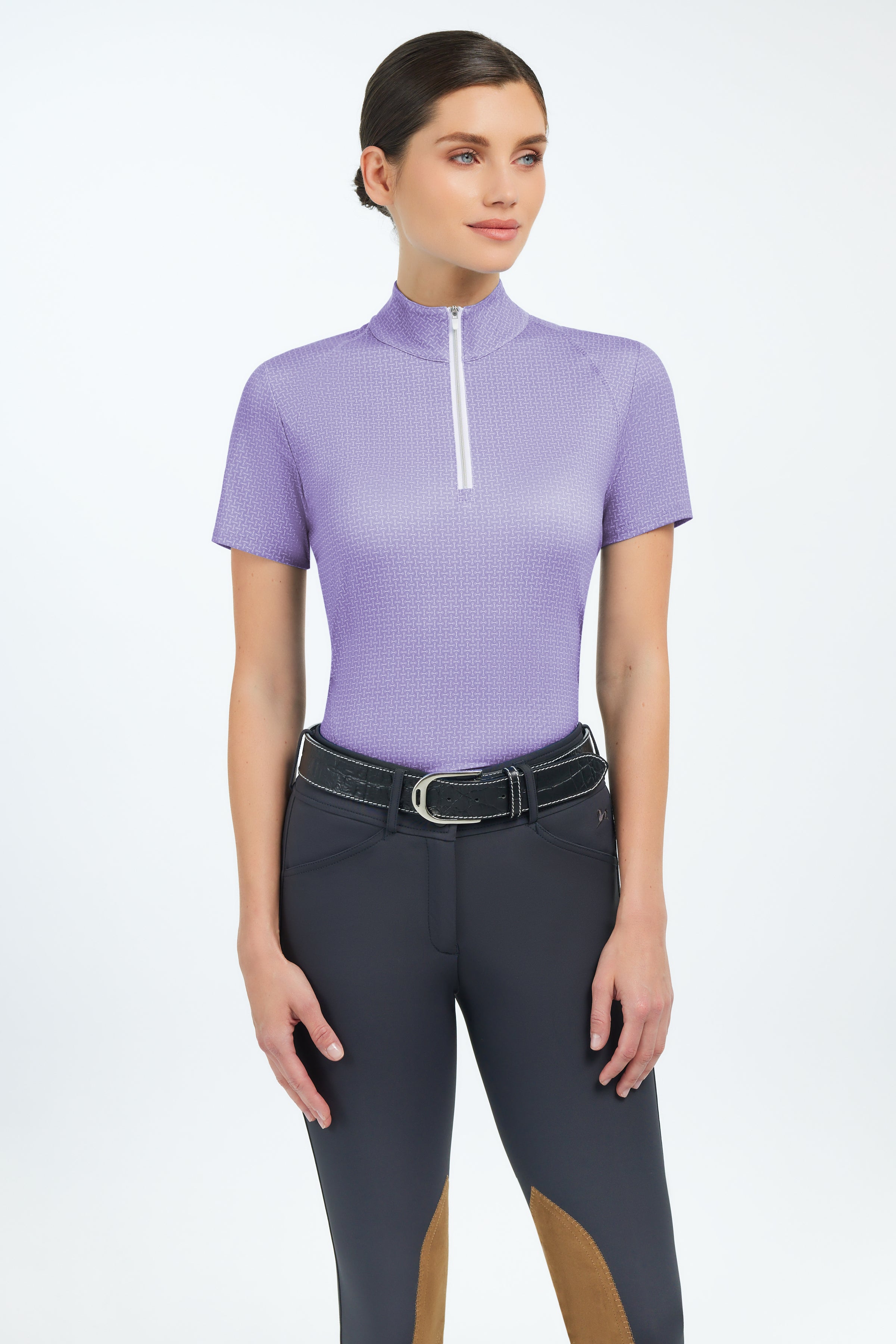 RJ Classics Lucy 1/4 Zip Short Sleeve Shirt - Lilac Bit