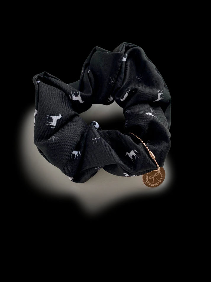 Spiced Equestrian Pony Print Scrunchie - Onyx