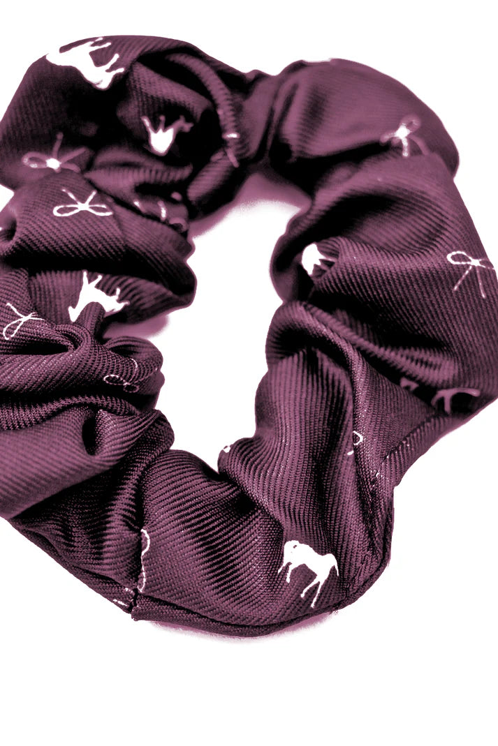 Spiced Equestrian Pony Print Scrunchie - Plum