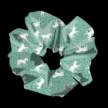 Spiced Equestrian Dots Scrunchie - Ocean