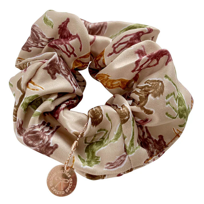 Spiced Equestrian Sketched Scrunchie - Gemstone