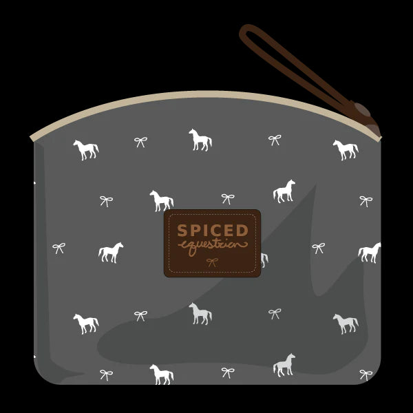 Spiced Equestrian Pony Print Makeup Bag - Grey