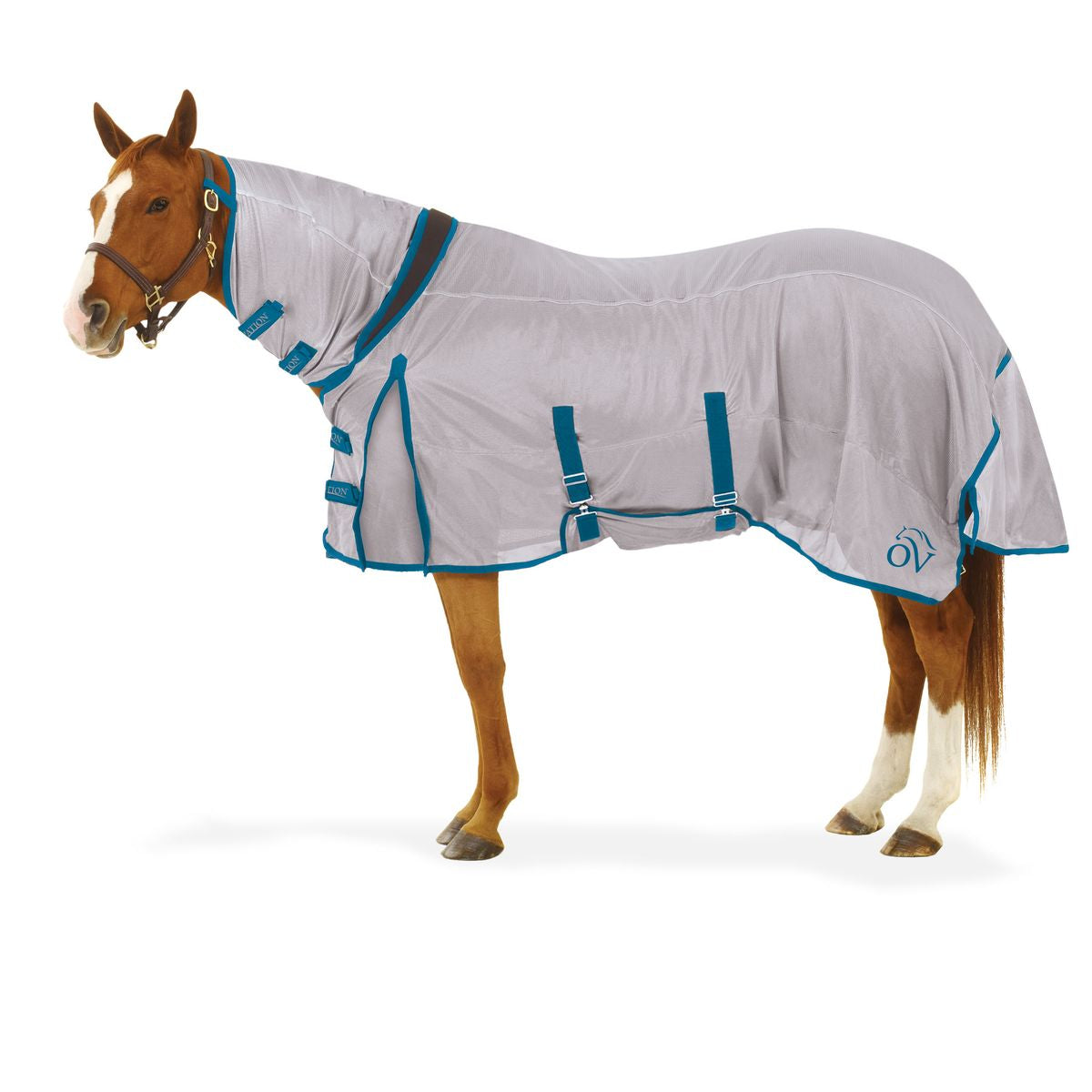 Ovation Super Fly Sheet with Belly and Neck Cover - Grey/Teal