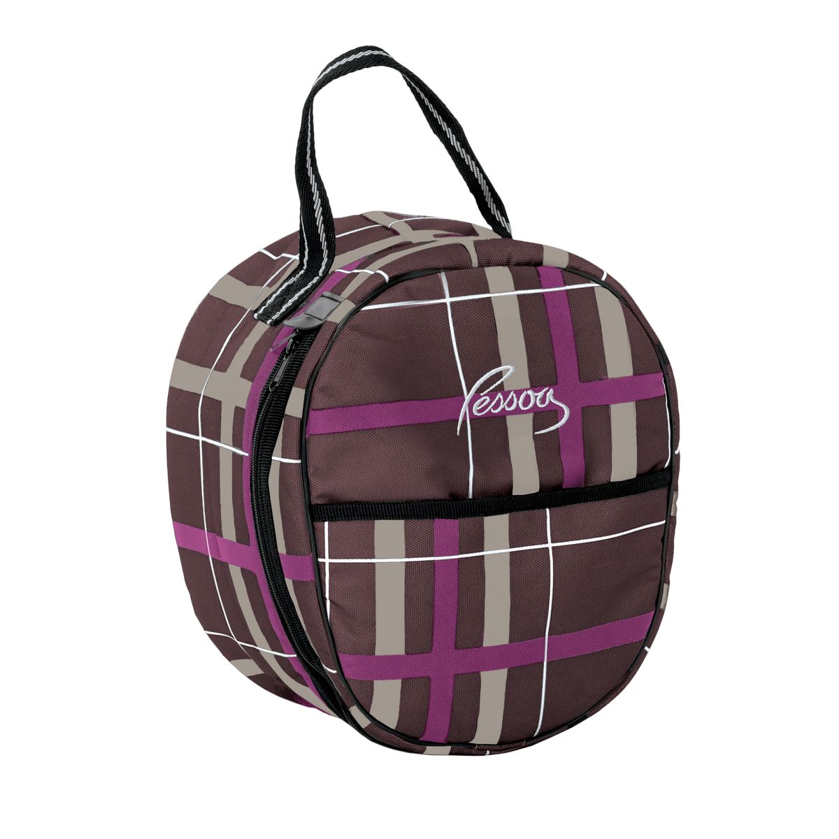 Pessoa Alpine 1200 Denier Nylon Helmet Bag - Carob Brown / Fuchsia Plaid