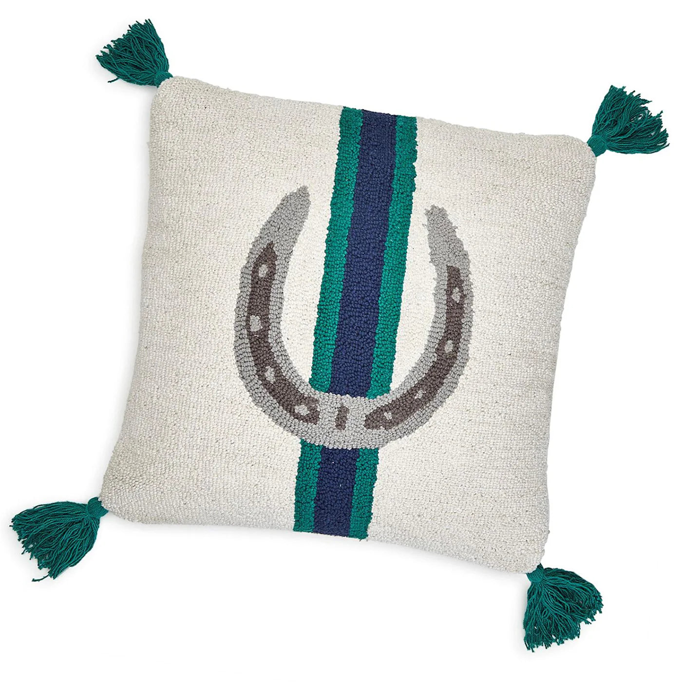 Horse Country Embroidery and Tassel Accent Throw Pillows - Horse Shoe