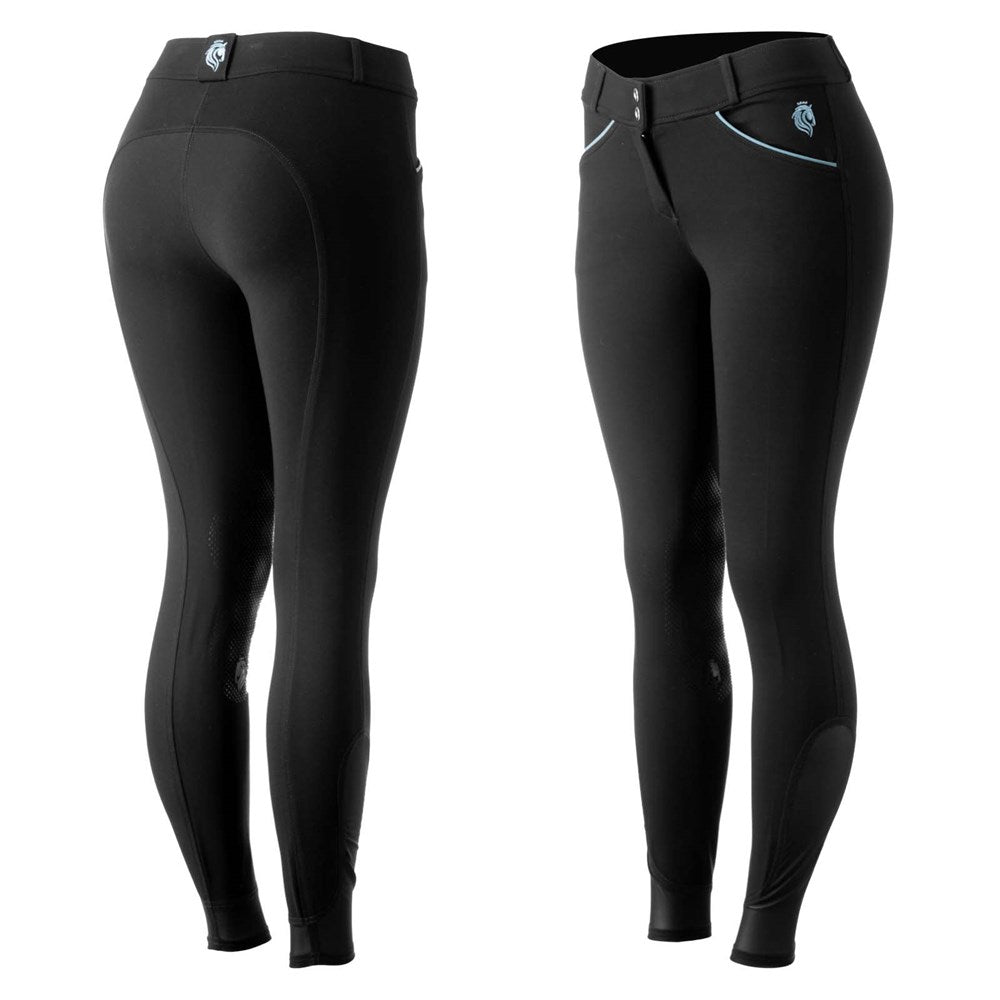 Equinavia Astrid Womens Silicone Knee Patch Breeches - Black/Blue