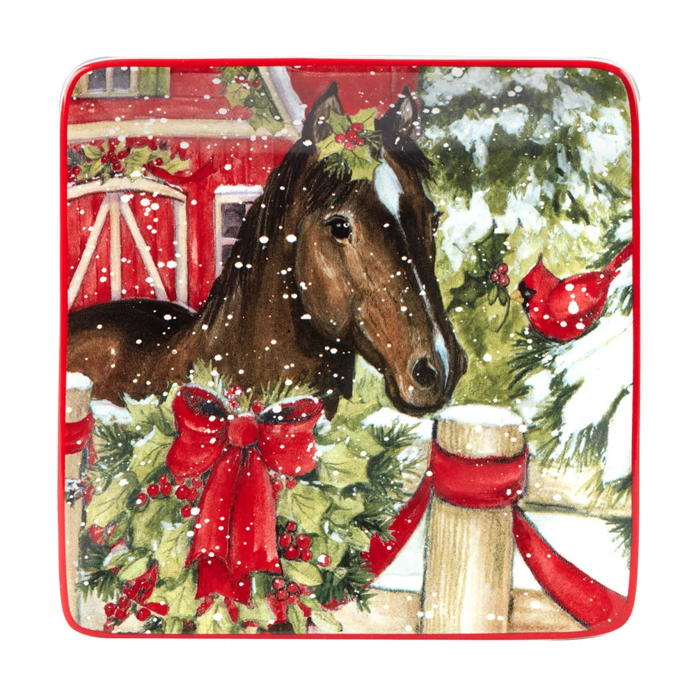 Homestead Christmas Canape Plate - Bay Horse