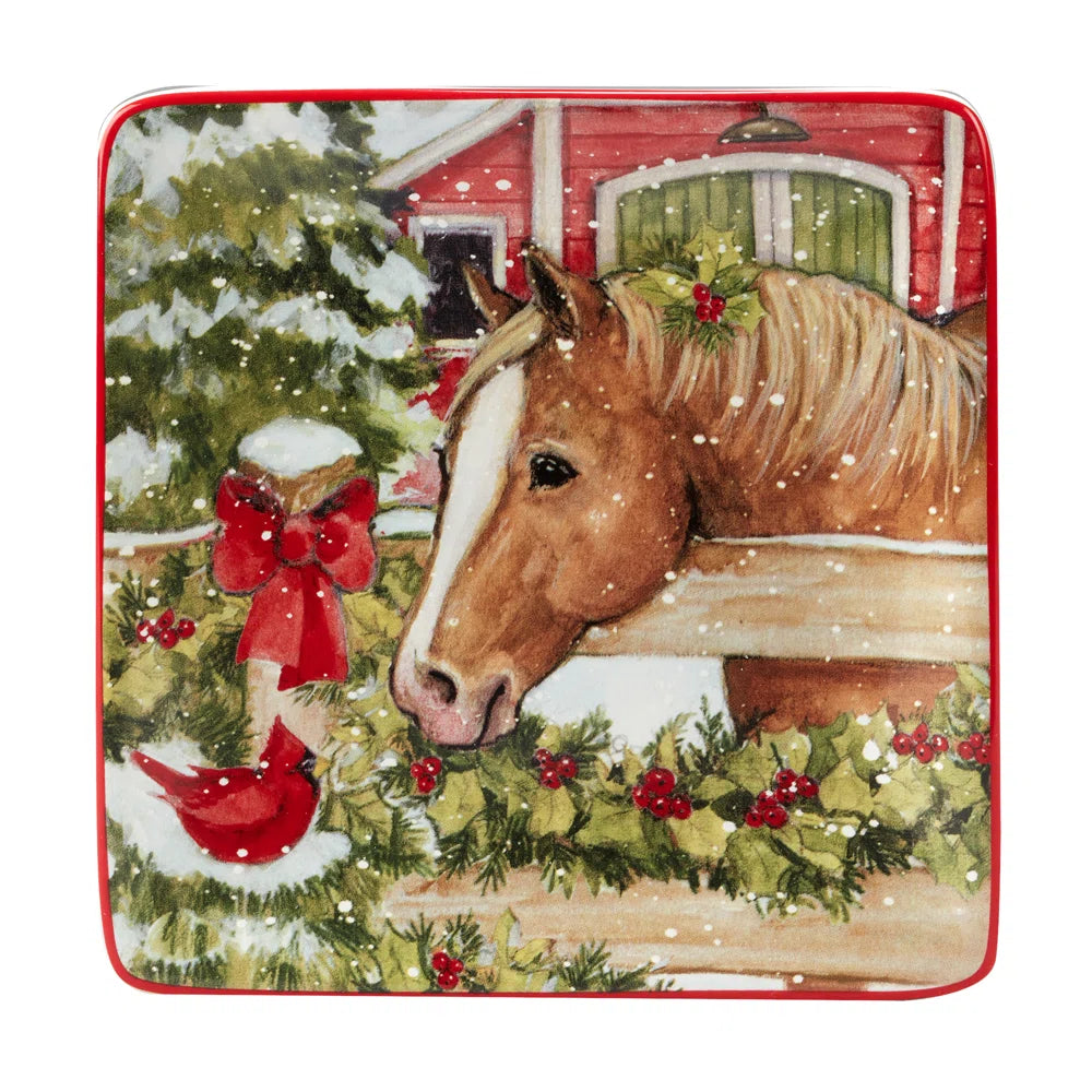 Homestead Christmas Canape Plate - Chestnut Horse