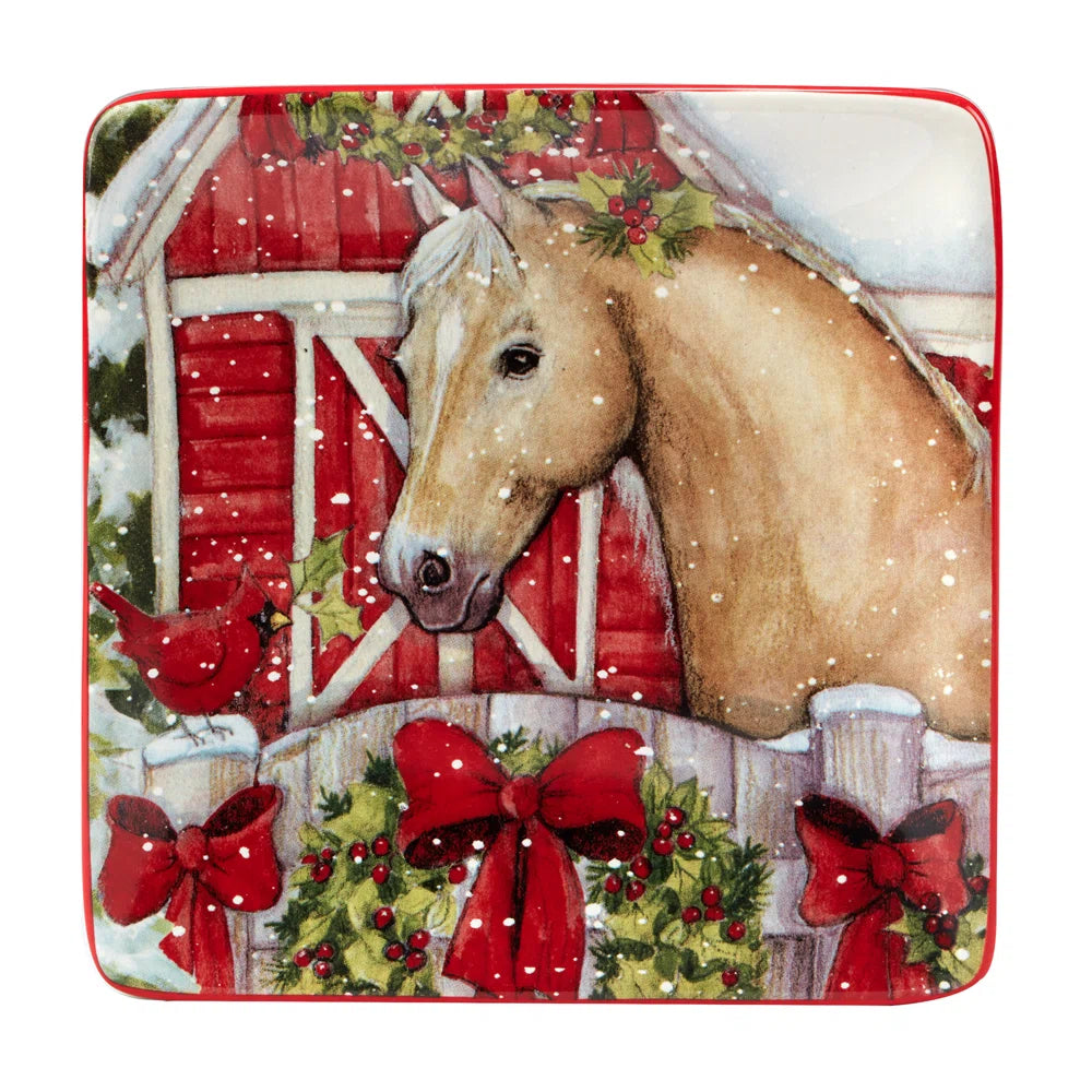 Homestead Christmas Canape Plate - Palomino Horse