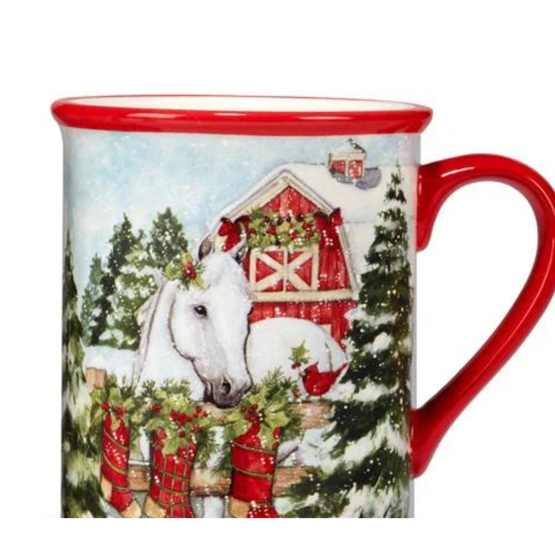 Homestead Christmas Mug - Grey Horse